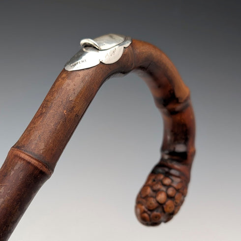 Early 20th century British antique bamboo shaft walking stick with horse measure 91cm Jonathan Howell